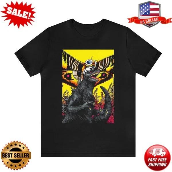 Mothra vs Godzilla T-Shirt Short Sleeve Movie Tee T-Shirt S-5XL FREE SHIPPING 3XL