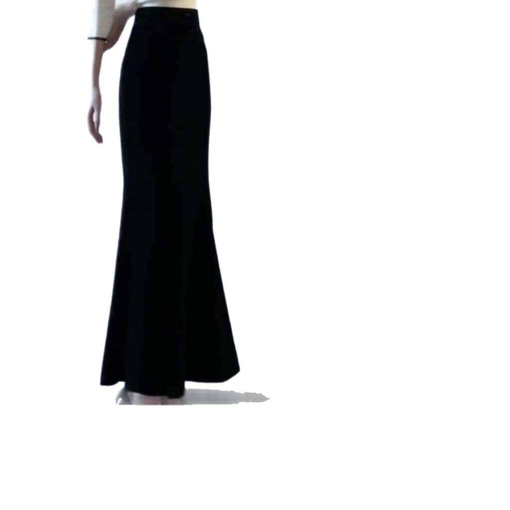 Black step-by-step lotus fish tail skirt women's season knitted hip-wrapped long skirt miu Chinese New Year wear