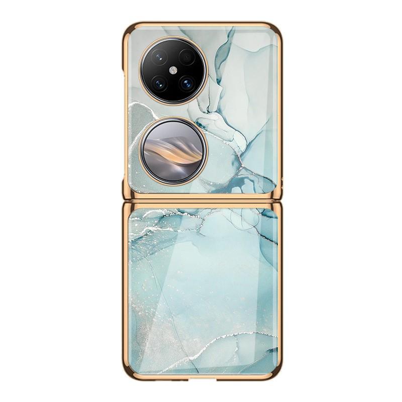 Premium Electroplated Glass Phone Case Pocket 2 With Marble Crack Design Hard Shell Cover