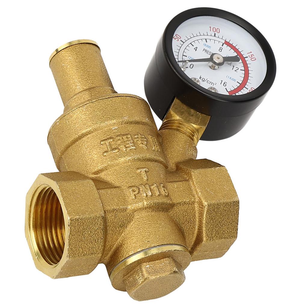 DN20 Brass Adjustable Water Pressure Regulator Reducer with Gauge Meter