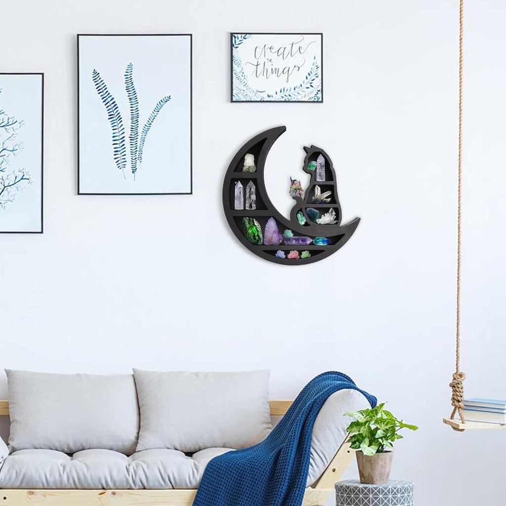 Creative Moon Cat Crystal Storage Rack and Home Decor Ornament