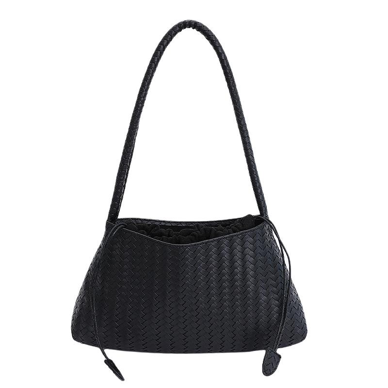 

Premium woven pattern shoulder tote bag women s new fashion versatile handbag commuter handbag чёрный
