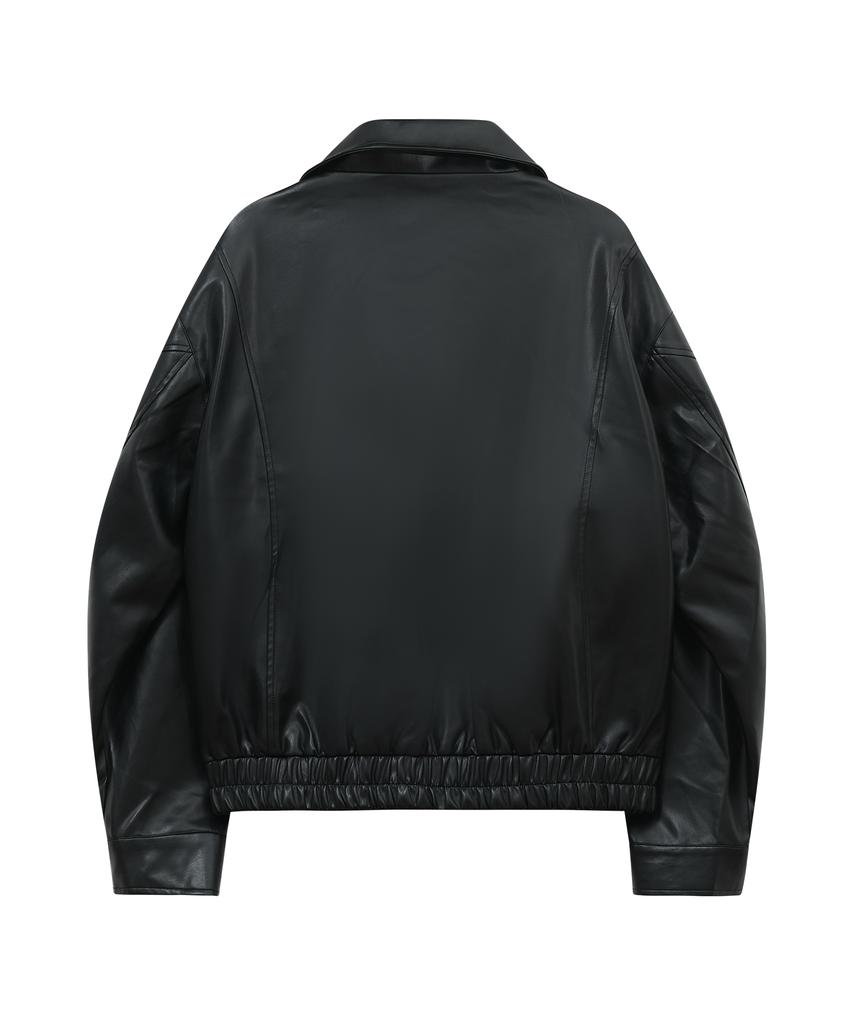 Standarderror 87-Stan062 Layer Line Leather Blouson Jacket Black