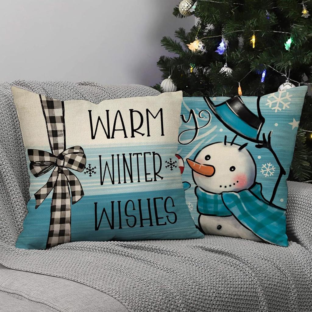 Merry Christmas Decoration Pillowcase Soft and Comfortable Snowman Pillow Cover Sofa Cushion Suite Home Decoration Gift