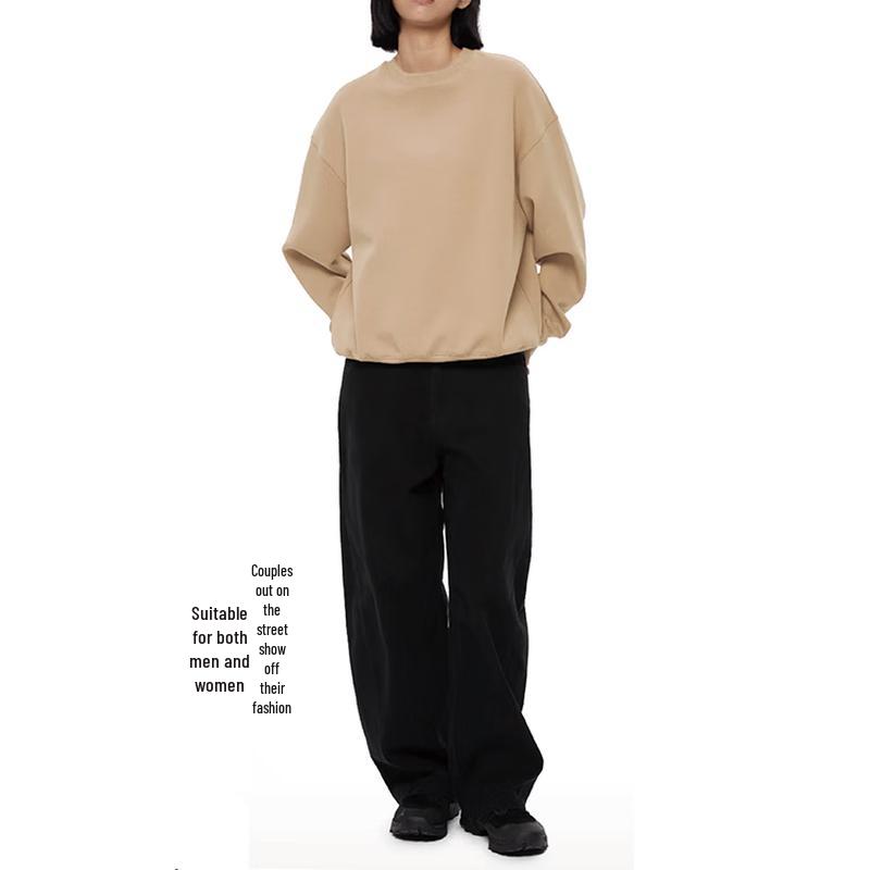 Qijian Unisex Brushed Cotton Crewneck Sweatshirt