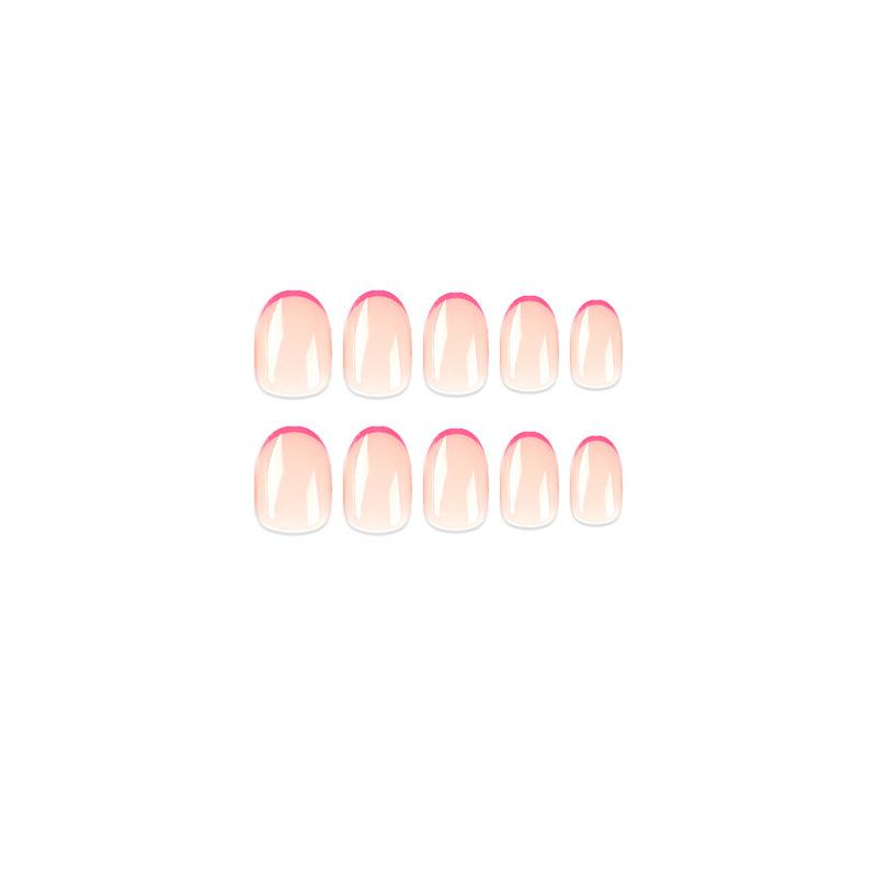 Wearable Pink French Tip Nail Art - Short Fake Nails