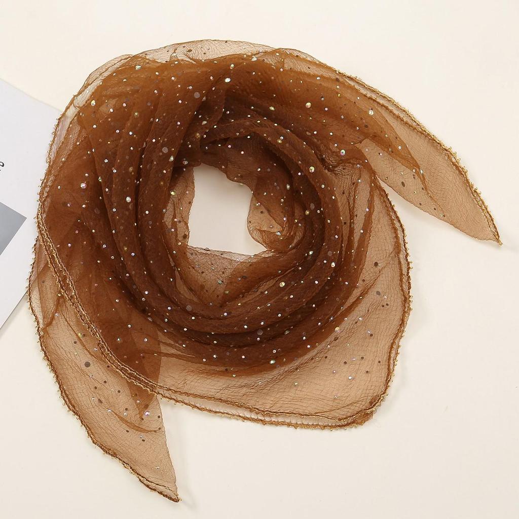 Spring Rhinestone Silk Square Scarf - Versatile, Fashionable Women's Headscarf