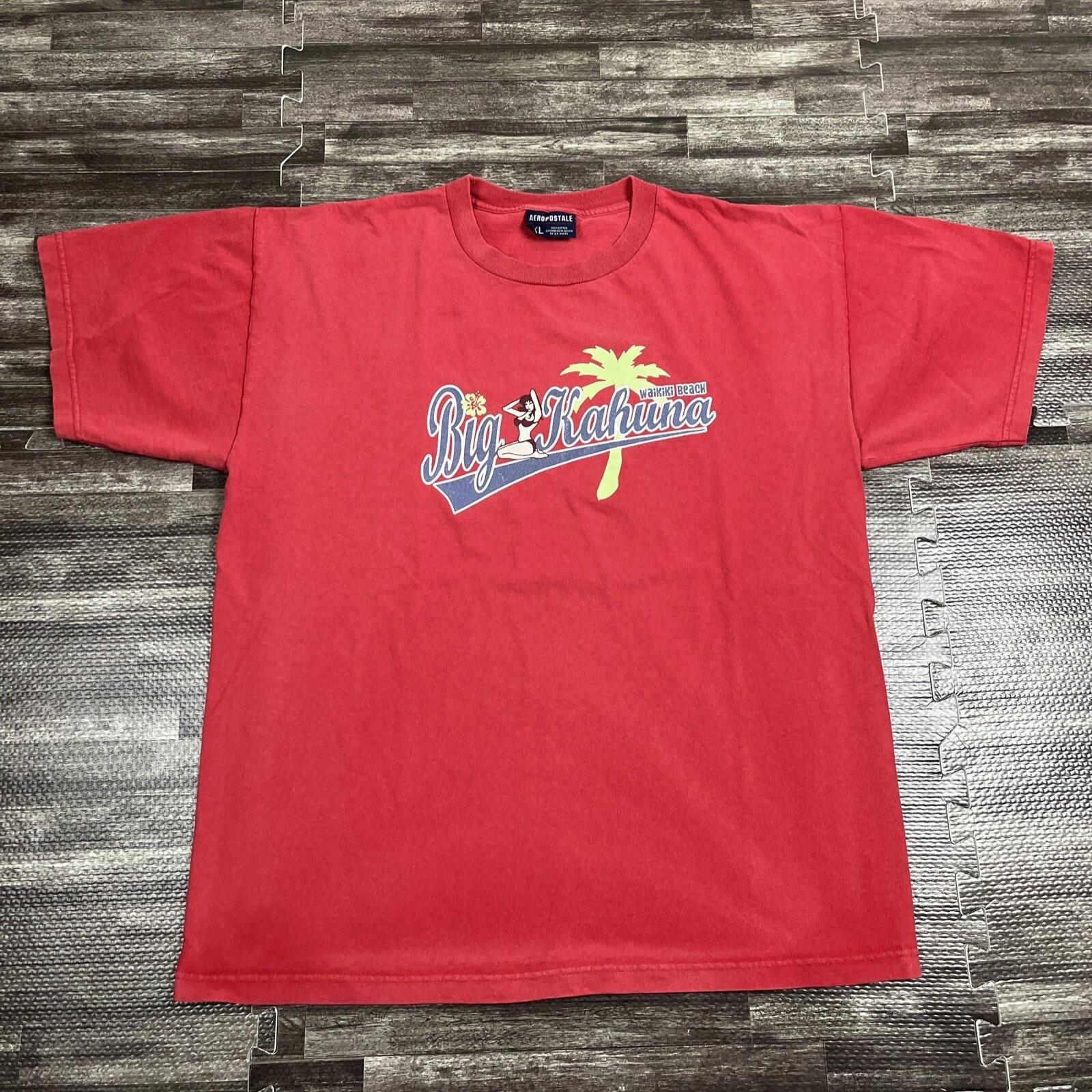 

Vintage 90s Y2K Aeropostale Big Kahuna Dbl Sided Tshirt XL Red USA Made 4XL