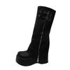 Boots Women's thick soles increase height Spring and Autumn new muffin folds stacked pants tube boots Small tall boots