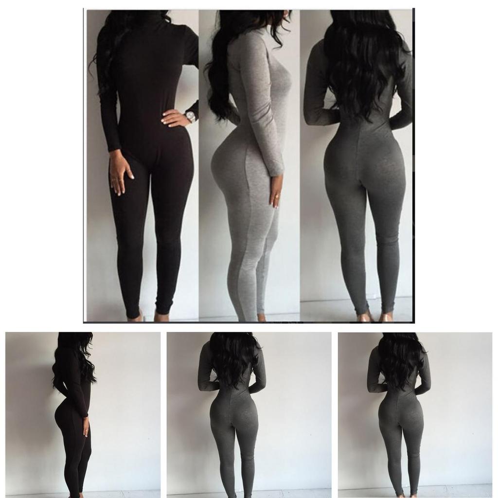 Long Women Casual Sleeve Turtleneck Bodycon Romper Jumpsuit Bodysuit Long Pants