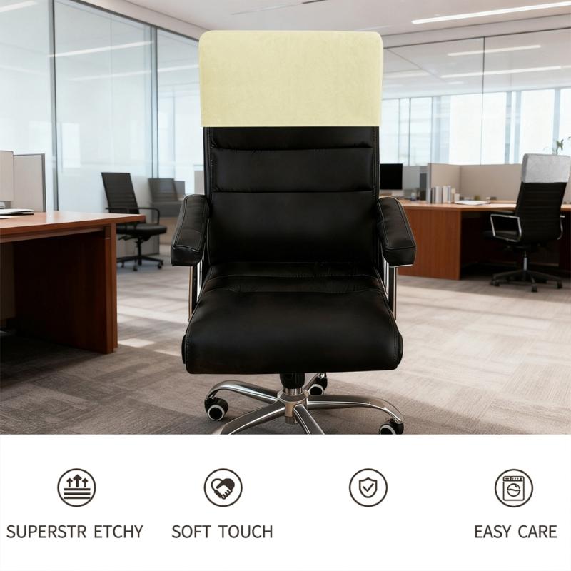 Stretchable Chair Headrest Cover, Soft Plush Rectangular Slipcover Fit 40-50cm Headrests for Office Computer Chair, Furniture, Recliner Chair