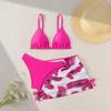 2024 European/American Summer 3-Piece Girls' Print Mesh Swimsuit Set