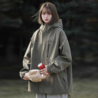 Work Jacket Women's Spring and Autumn New Mountain Style Outdoor Hong Kong Style Ins Couple Style Jacket Men's Hooded Jacket
