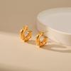 Classic European American Style Daily Versatile Semicircle C Shaped 18k Gold Plated Stud Earrings