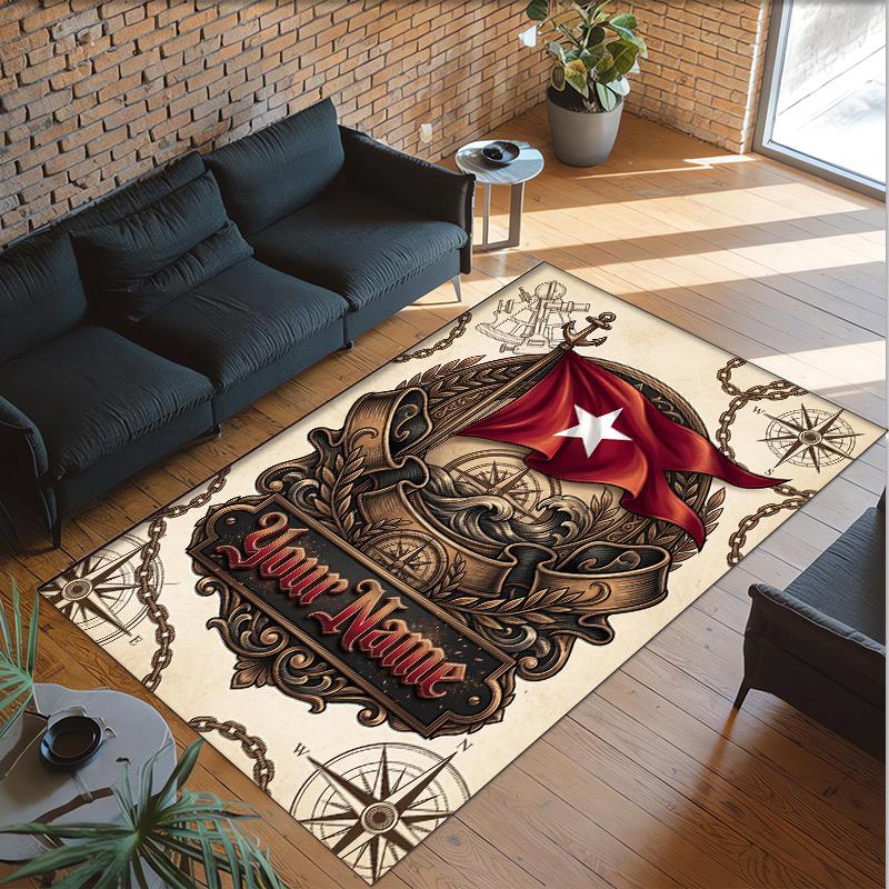 American Patriotic Theme Crystal Velvet Rug Personalized Custom Name Text Soft Floor Mat Home Decor