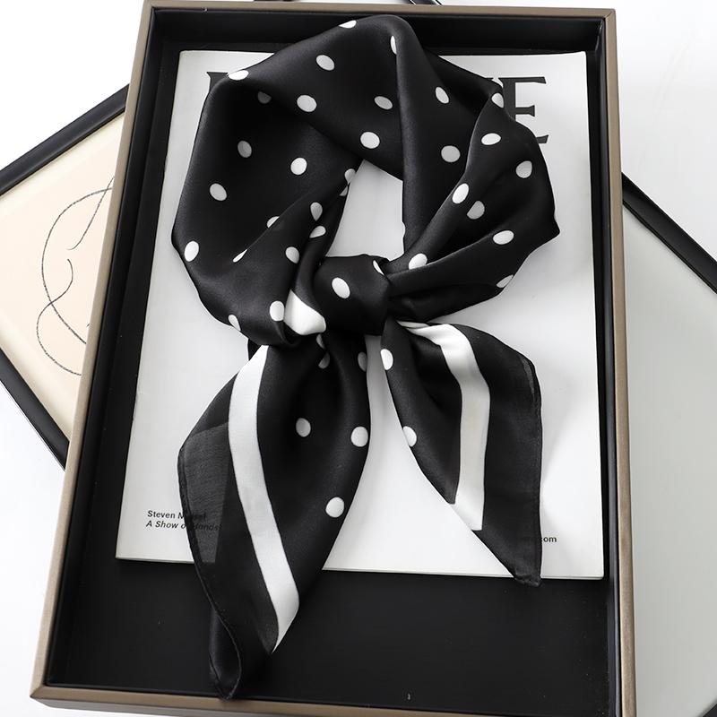 Lady Hair Dot Scarf Female Silk Square Scarves Head Wraps for Women Bandana Fashion Foulard Shawls Female Neckerchief Summer