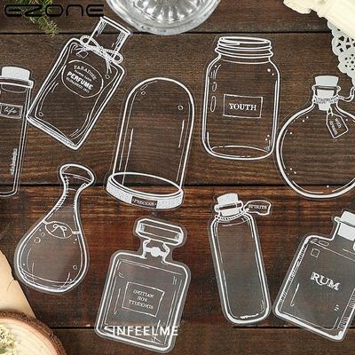 30Pcs PET Decorative Stickers Transparent Bookmark Stickers Scrapbook Decor Stickers DIY Dried Flower Sticker LM