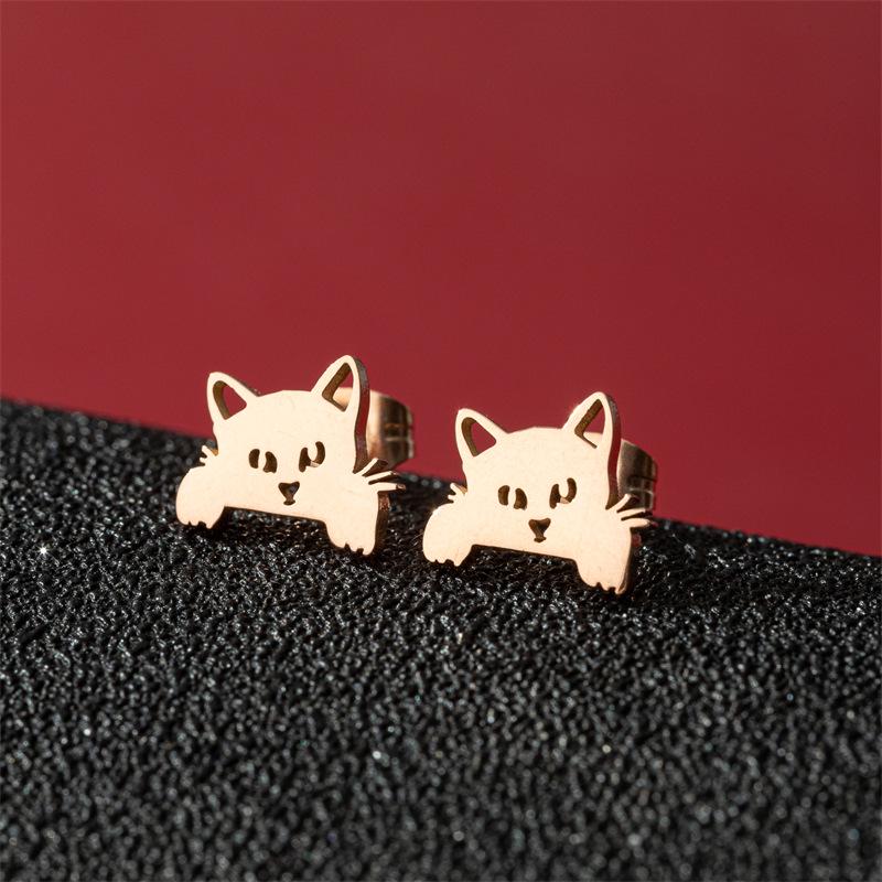 Japanese Small Cat Stud Earrings for Women – Cute Korean Style Animal Accessories