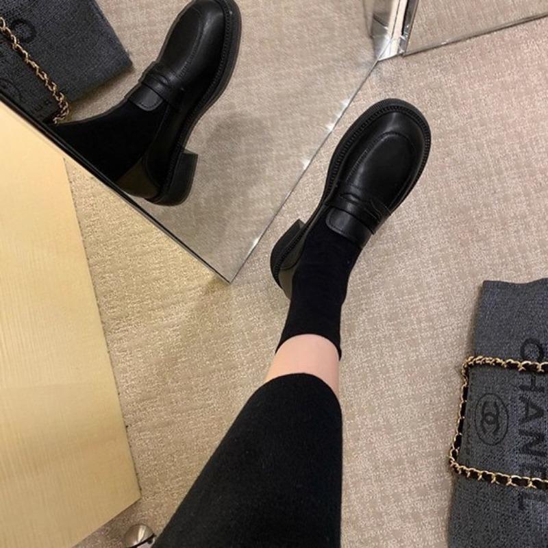 Cowhide Version Genuine Leather New Platform Small Leather Shoes Women's Spring and Autumn Thick Heels