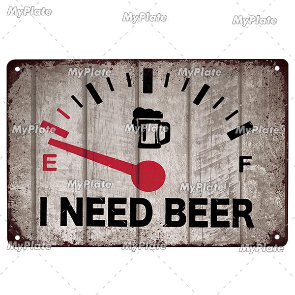 [MyPlate] Beer Metal Sign Plaque Metal Vintage Pub Tin Sign Wall Decor For Pub Club Man Cave Bar Decoration Tin Plates