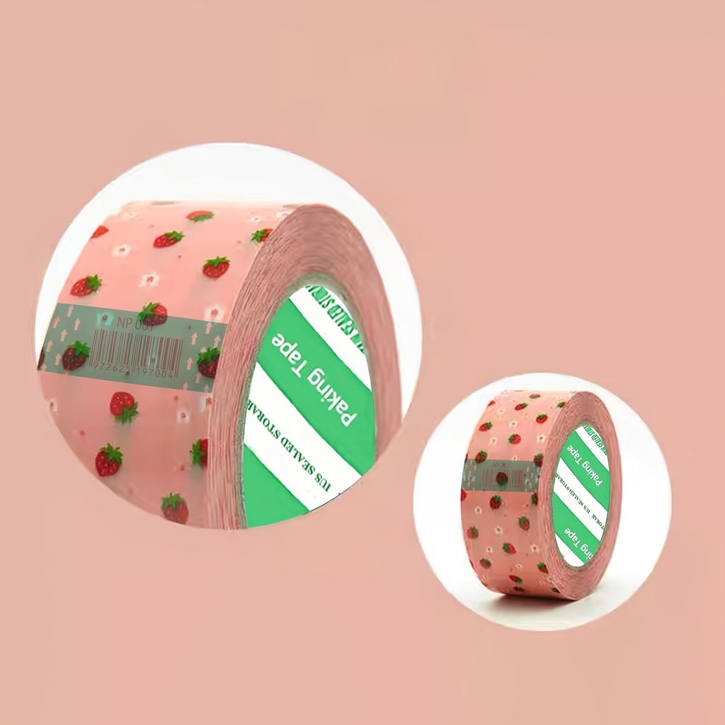1 Roll Pink Strawberry Floral Packing Tape,Clear Shipping Tape for Boxing, Moving, Mailing, Gift Wrapping, Arts and Crafts