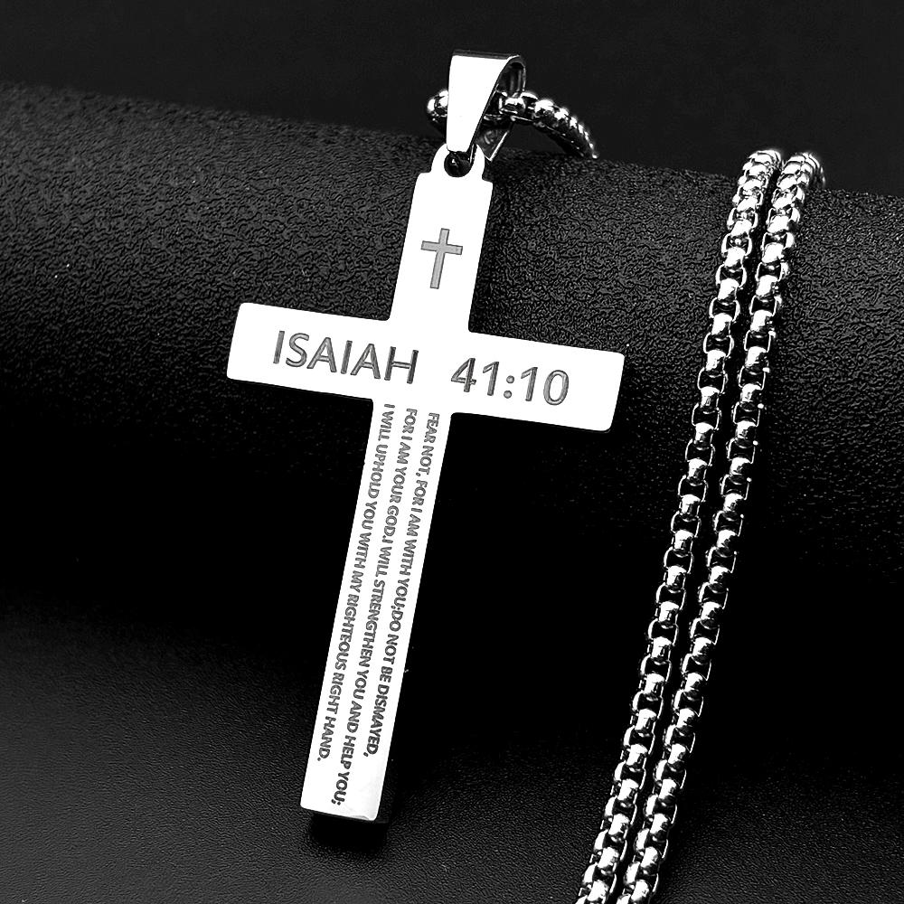 Křesťanský biblický verš Filipským 4:13 Přísloví 4:23 křížový přívěsek náhrdelník nerezová ocel stříbrná barva modlitební řetízek šperky