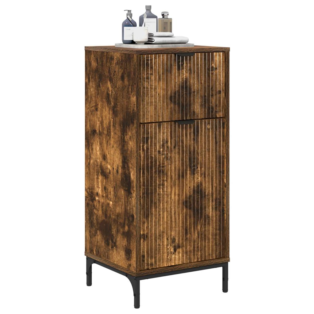 Bathroom Cabinet with Door Smoked Oak 39.5 x 36 x 88 cm