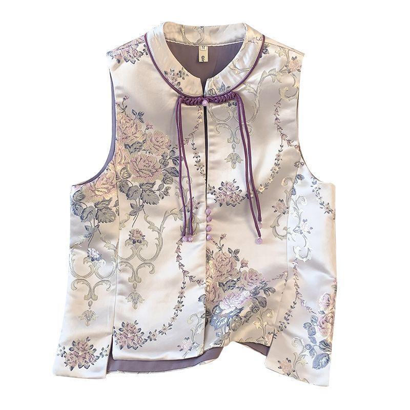 Vest women's embroidered vest vest autumn and winter foreign style top women's vest