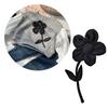 Black White Fabric Flower Brooch Pins Exaggerated Corsage Fashion Jewelry Brooches for Women Shirt Collar Accessories