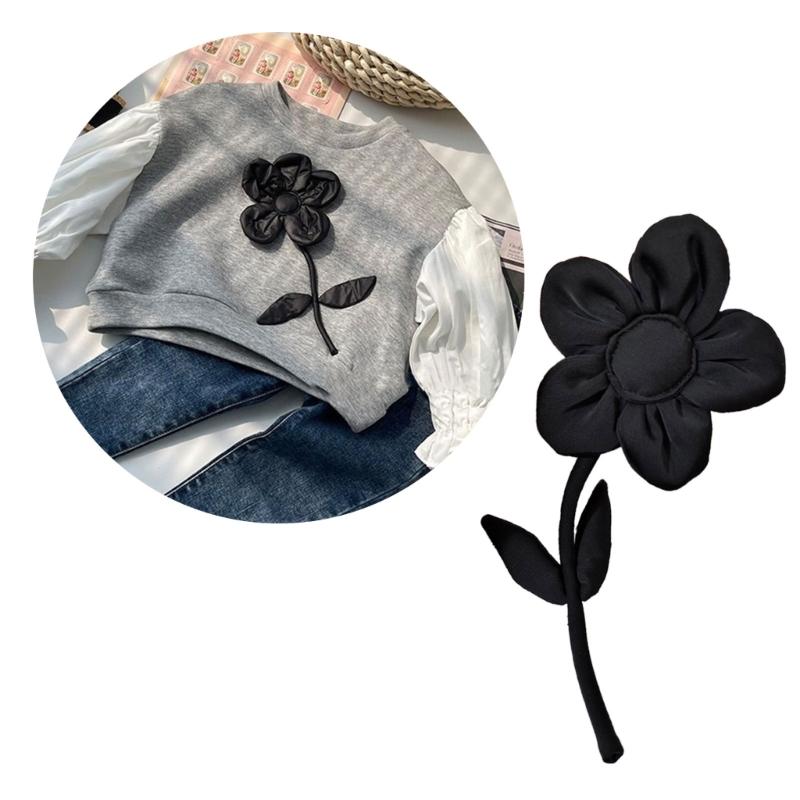 Black White Fabric Flower Brooch Pins Exaggerated Corsage Fashion Jewelry Brooches for Women Shirt Collar Accessories