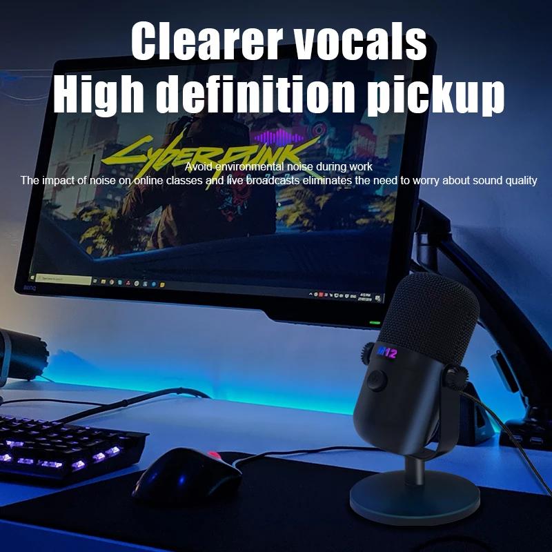 M12 USB Condenser Desktop Microphone For PC Computer Mobile Phone Singing Gaming Streaming Podcasting Recording Mic