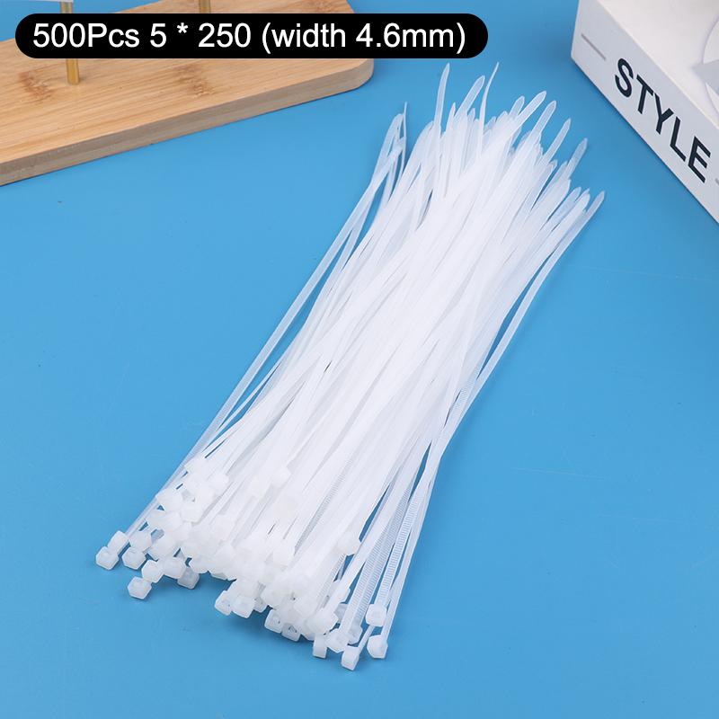 100/500 Stück Selbstverriegelnde Kabelbinder Kunststoff Nylon Verstellbar Kabel Befestigungsschlaufe Zuhause Büro Draht Reißverschlussbinder