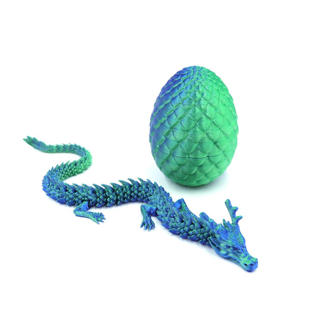 3D Printed Articulated Chinese Dragon Egg Ornament - Toy Figurine Gift Handicraft