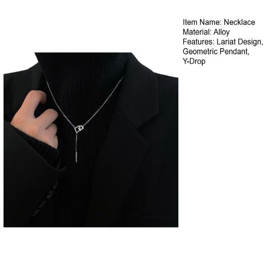 Women Y-Drop Lariat Necklace Elegant Sweater Necklace Triangle Pendant Adjustable Geometric Necklace Gift for Wife Girlfriend Daily Wear Jewelry