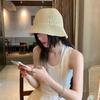 Handmade Crochet Straw Bucket Hat Summer Beach Sun Protection Hat for Women