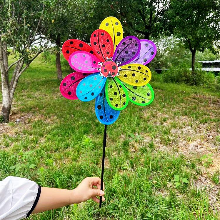 Colorful Glitter Insect Double-Layer Pinwheel Outdoor Toys