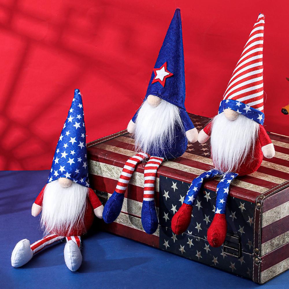 Creative Independence Day Gnome Doll Figurine With Patriotic Hat And Legs For Festive Decor