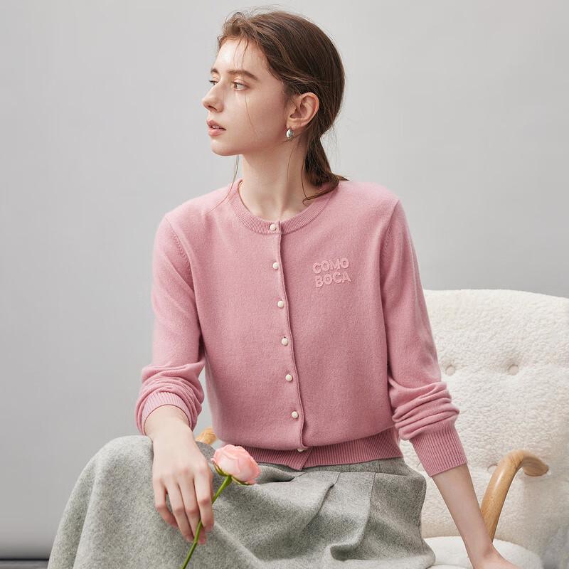 Komomboka Women's Cashmere Round Neck Cardigan