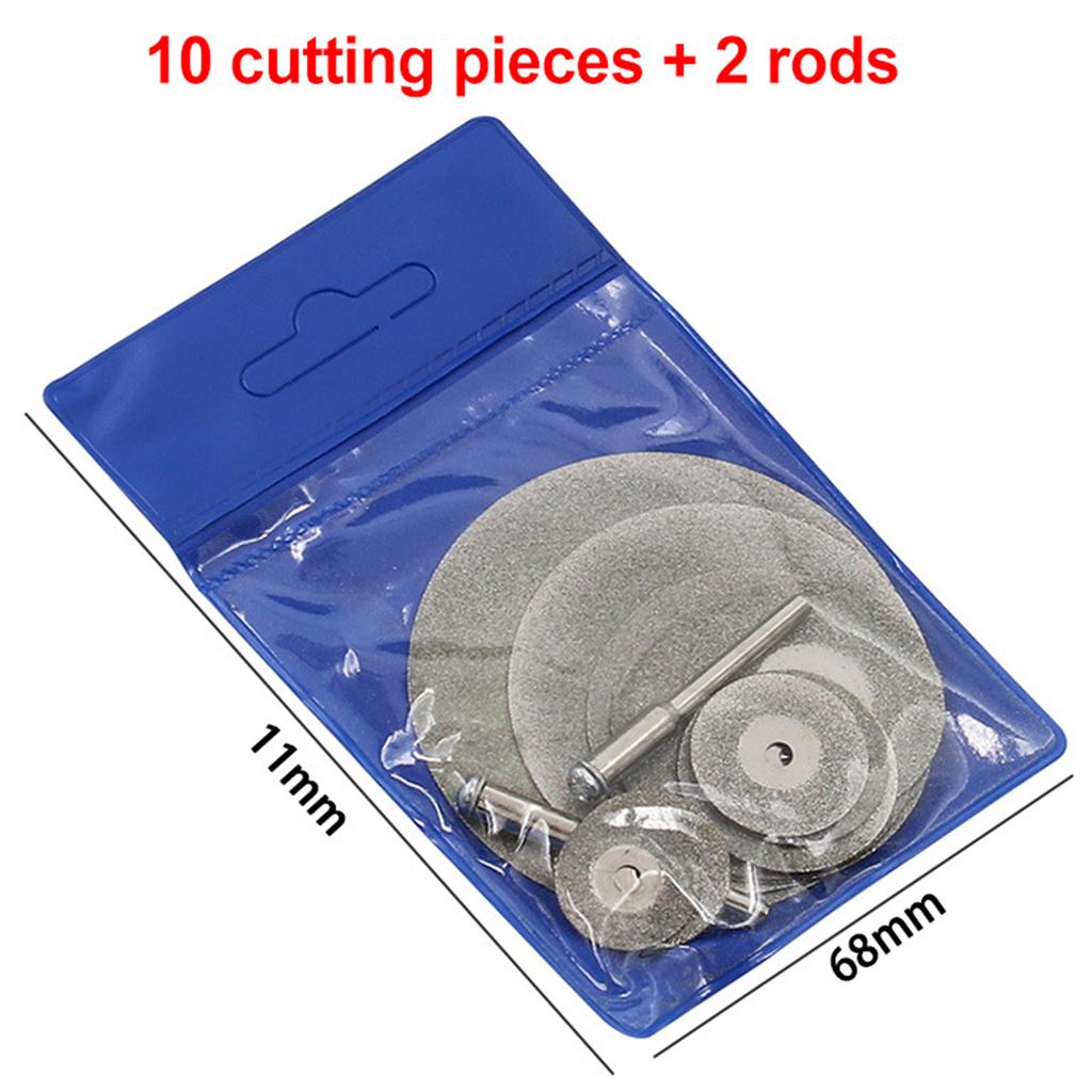 10 Pieces Cutting Off Discs Wheel Rotary Tool with 2 Mandrel Arbor- Set 16-60mm Cutting Wheel for Stone Glass