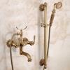 Retro Bathroom Bathtub Faucet Wall Mounted Hand-operated Showerhead Antique Brass Simple Showerhead Set for Bathing