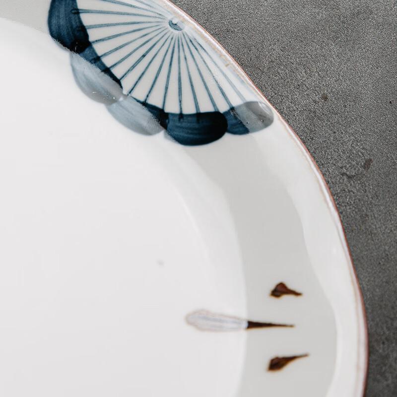 Donzhu Hand-Painted Underglaze Ceramic Lotus-Edge Deep Plate
