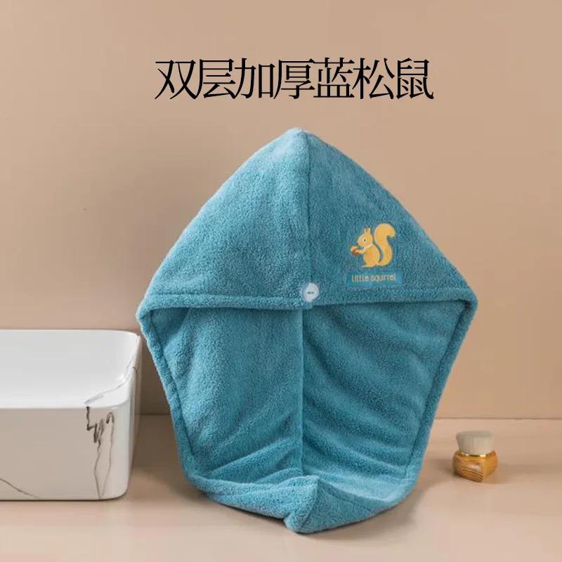 

Двухслойная шапочка для волос из кораллового флиса, быстросохнущая, супервпитывающая, двухслойное быстросохнущее полотенце, шапочка для душа, платок на голову синий