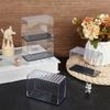6pcs Rectangle Plastic Minifigure Display Case with Black Base for Figures Clear 9.6x4.8x6.9cm