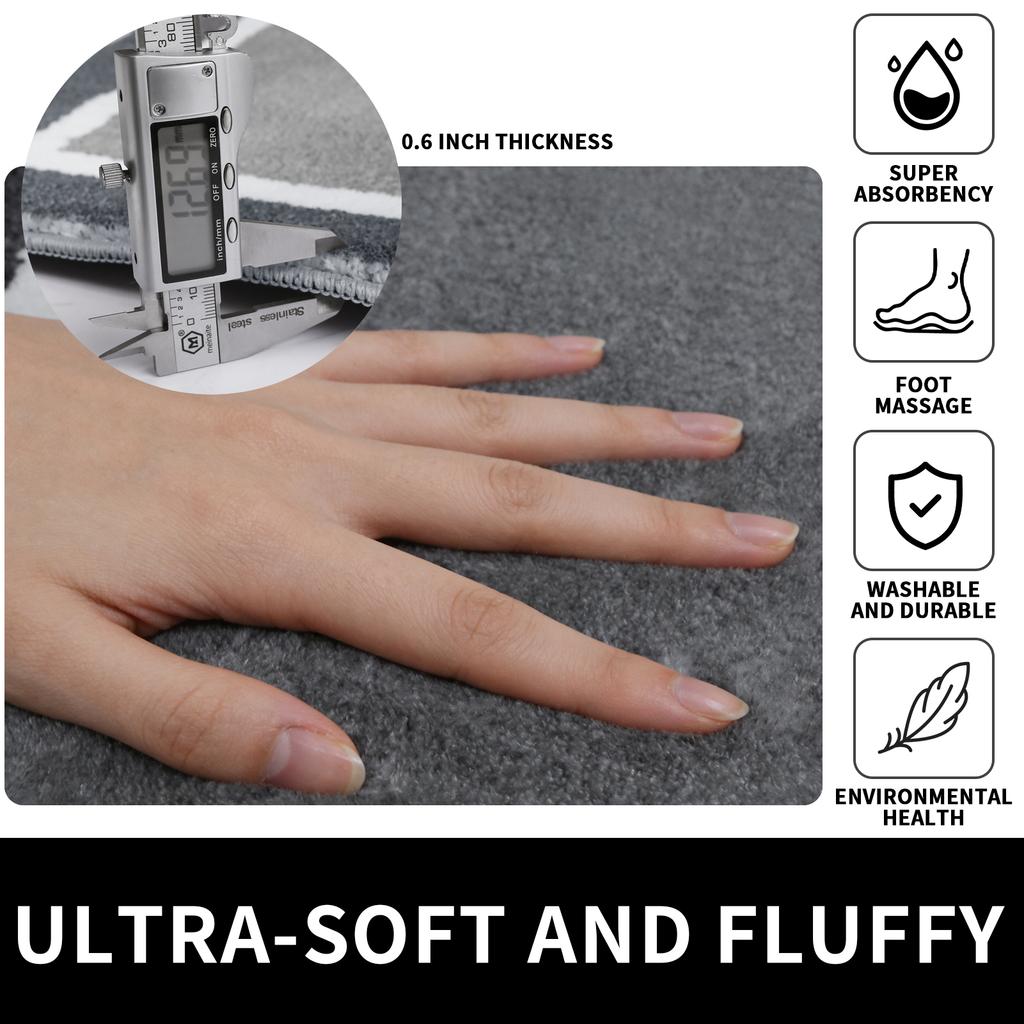 Microfiber Non-Slip Bath Mats for Bathroom Soft Water Absorbent Bathroom Mats Rugs Machine Washable Quick Dry Floor Mats