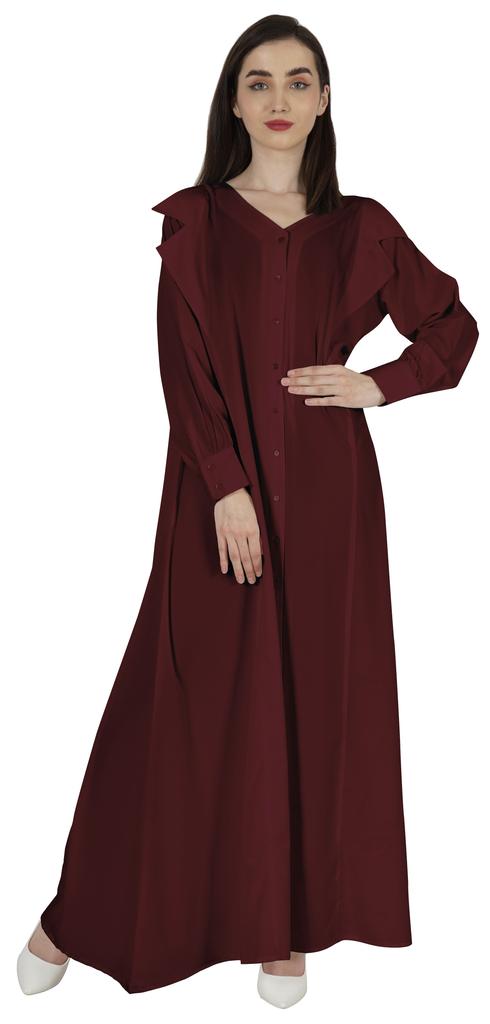 Bimba Abaya Islamic Prayer Dress With Hijab For Women's  Front Button Placket  Muslim