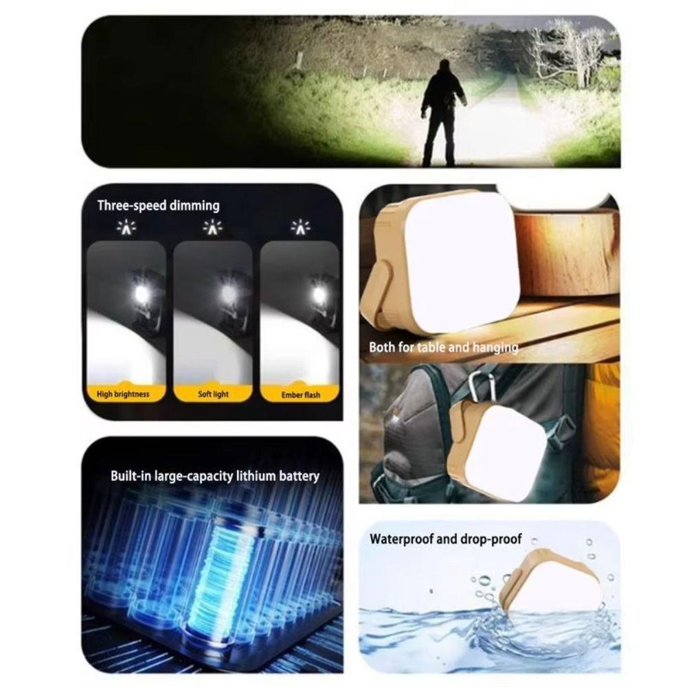 Portable Outdoor Camping Lantern Waterproof Adjustable Led Light Tent Lamp USB Rechargeable Hanging Lamp Work Maintenance