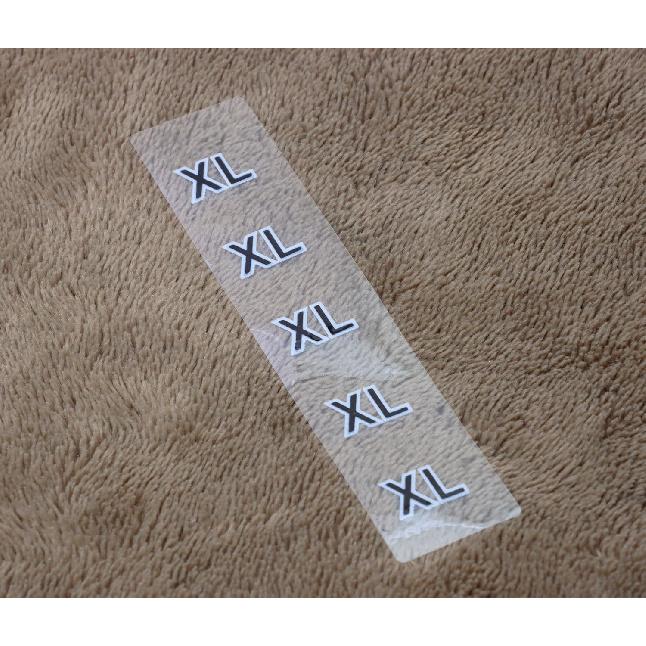 ONLYKXY 360pcs Transparent Sticker Strip Plastic Clothing Size Label - 4 Inch, 6 Size Combination (XS/S/M/L/XL/XXL)