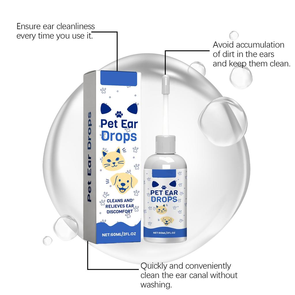 Pet Ear Drop Eye Drop Cleaning Earwax For Infections Remove Dirt For Dogs Cats60ml