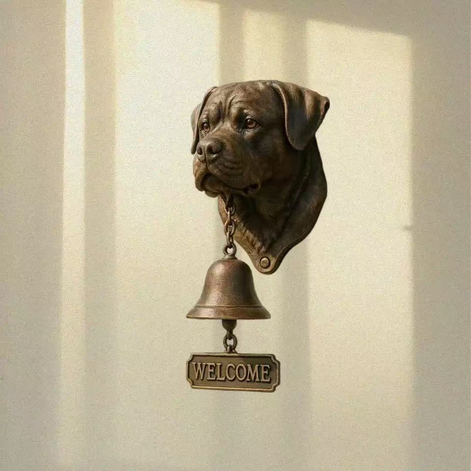 Door Chime Bell Dog-Shaped Welcome Doorbell Resin Animal-Themed Chime Wall Decoration for Entry Indoor Business Shop Gate Porch