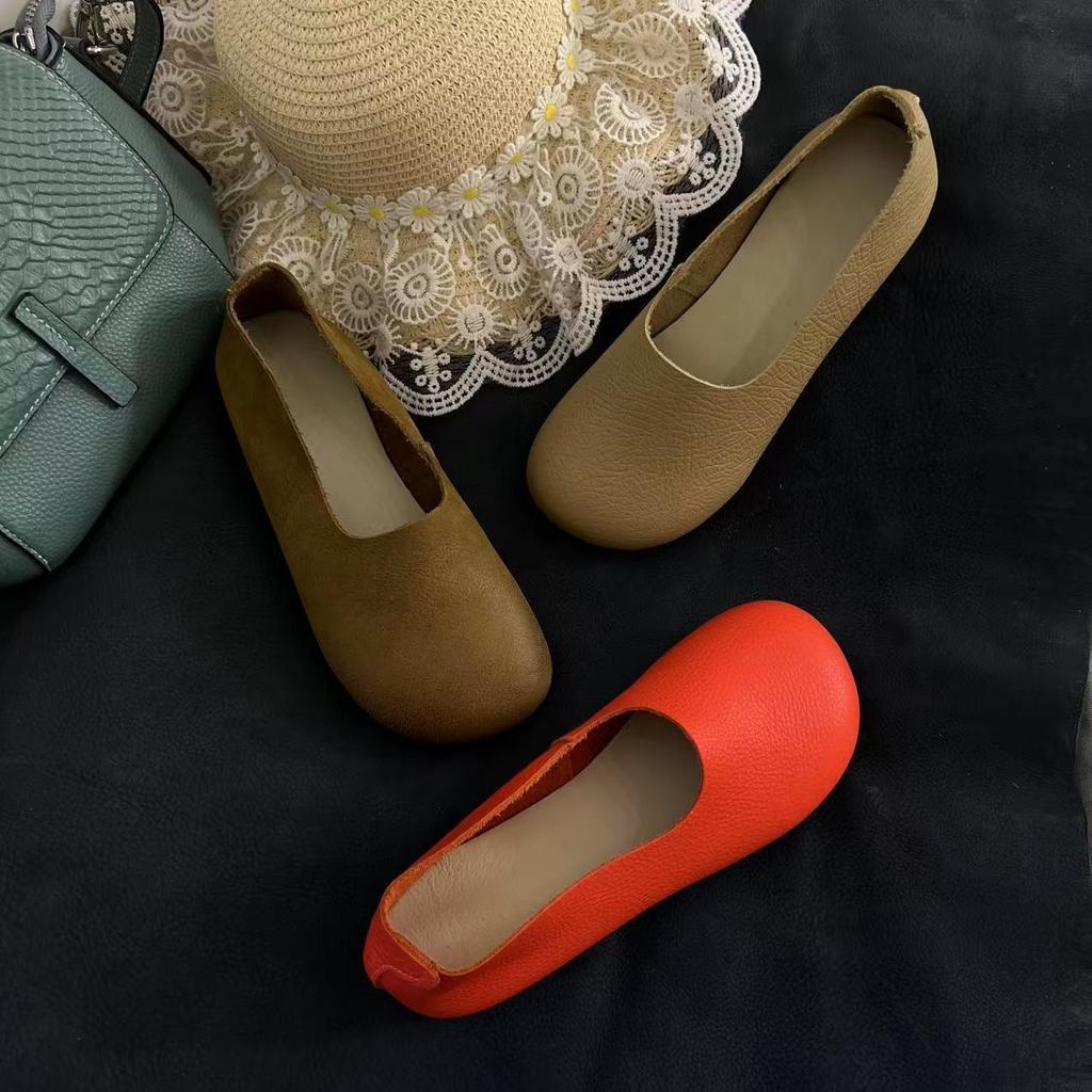 New Retro Spring and Summer Literary Single Shoes Flat-soled Casual Shallow Mouth Soft Sole Mother Pedal